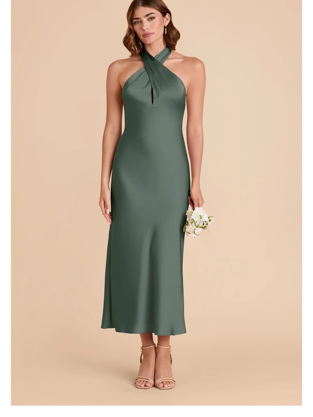 Birdy grey Monique dress / eucalyptus matte satin
